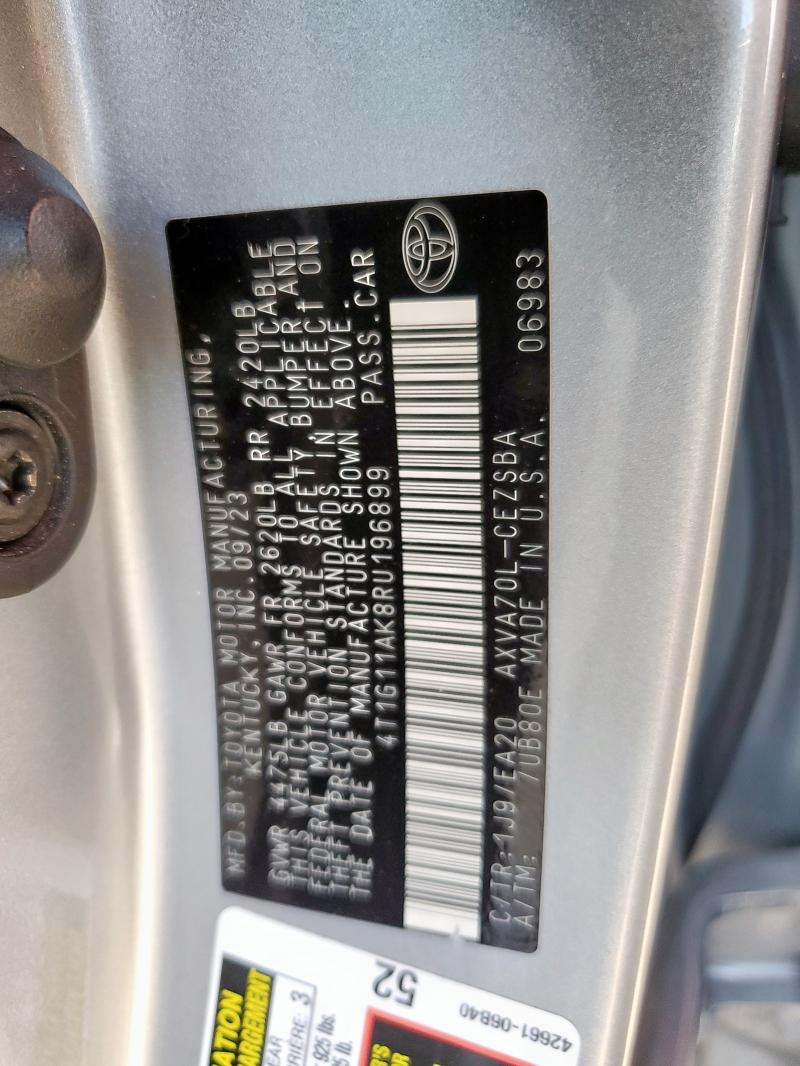 4T1G11AK8RU196899 - 2024 TOYOTA CAMRY SE NIGHT SHADE SILVER photo 12