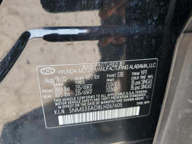 5NMS33AD8LH267605 - 2020 HYUNDAI SANTA FE SEL BLACK photo 14