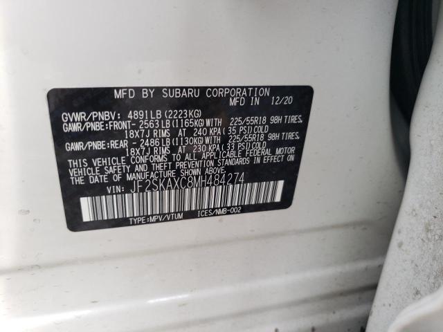 JF2SKAXC8MH484274 - 2021 SUBARU FORESTER TOURING თეთრი ფოტო 13