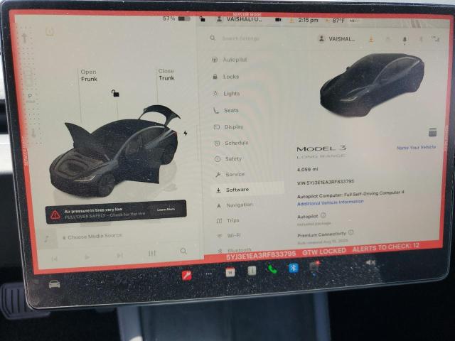 5YJ3E1EA3RF833795 - 2024 TESLA MODEL 3 GRAY photo 9