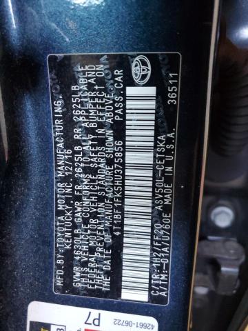 4T1BF1FK5HU375856 - 2017 TOYOTA CAMRY LE BLACK photo 12