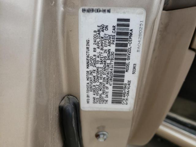 4T1BG22K41U778130 - 2001 TOYOTA CAMRY CE BEIGE photo 12