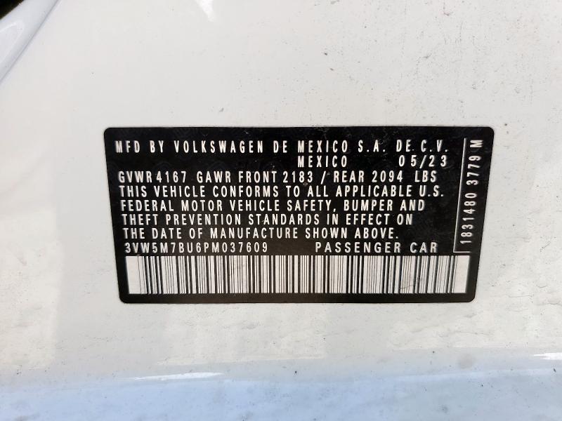 3VW5M7BU6PM037609 - 2023 VOLKSWAGEN JETTA S WHITE photo 13