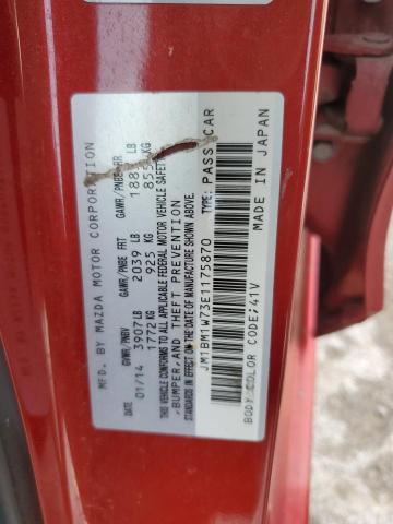 JM1BM1W73E1175870 - 2014 MAZDA 3 GRAND TOURING RED photo 12