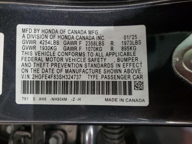 2HGFE4F83SH324737 - 2025 HONDA CIVIC SPORT 灰色 照片 12