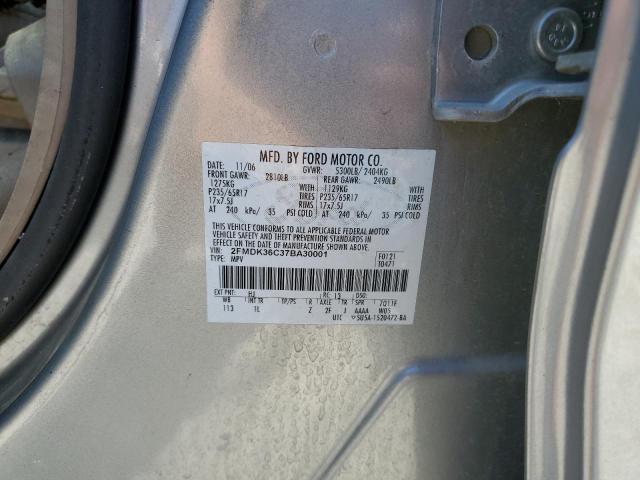 2FMDK36C37BA30001 - 2007 FORD EDGE SE SILVER photo 12