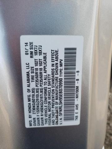 5FNRL5H95EB070990 - 2014 HONDA ODYSSEY TOURING SILVER photo 13