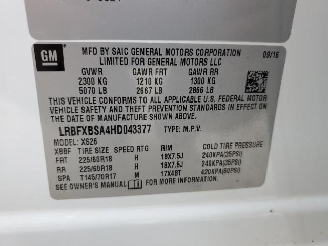 LRBFXBSA4HD043377 - 2017 BUICK ENVISION ESSENCE Ақ фото 13
