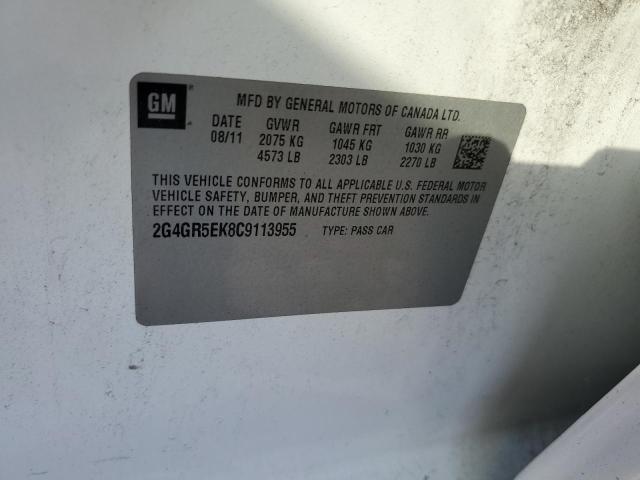 2G4GR5EK8C9113955 - 2012 BUICK REGAL 白色 照片 12