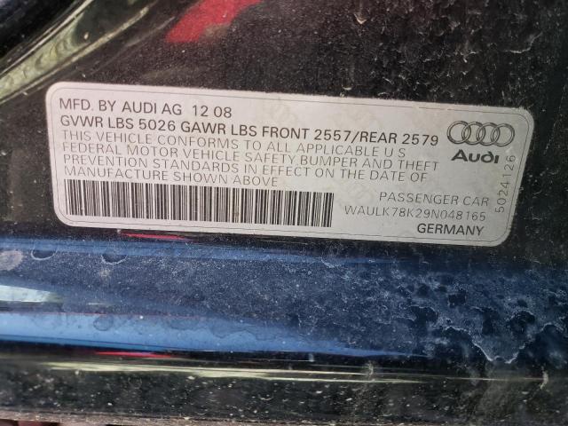 WAULK78K29N048165 - 2009 AUDI A4 3.2 QUATTRO BLACK photo 12