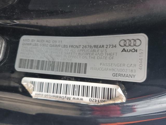 WAUCGAFH9CN002183 - 2012 AUDI S5 PREMIUM PLUS BLACK photo 12