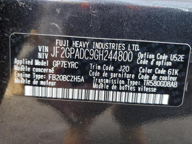 JF2GPADC9GH244800 - 2016 SUBARU CROSSTREK PREMIUM Գրաֆիտ լուսանկար 13