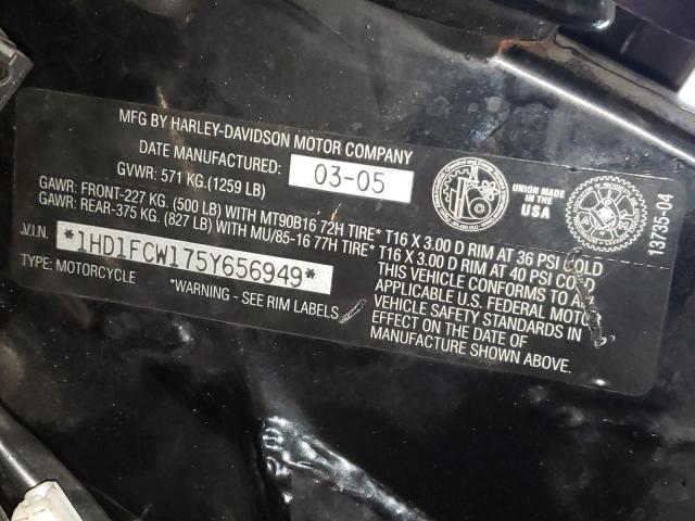 1HD1FCW175Y656949 - 2005 HARLEY-DAVIDSON FLHTCUI 勃艮第红 照片 10