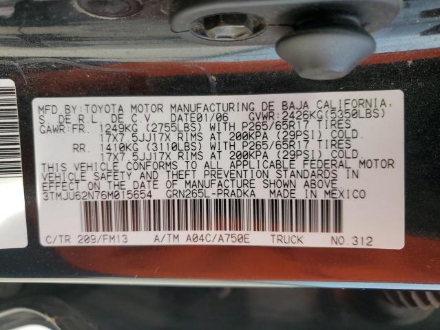 3TMJU62N76M015654 - 2006 TOYOTA TACOMA DOUBLE CAB PRERUNNER BLACK photo 12