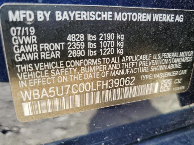 WBA5U7C00LFH39062 - 2020 BMW M340I BLUE photo 12