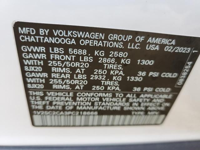 1V2SC2CA3PC218666 - 2023 VOLKSWAGEN ATLAS CROS SEL R-LINE WHITE photo 13