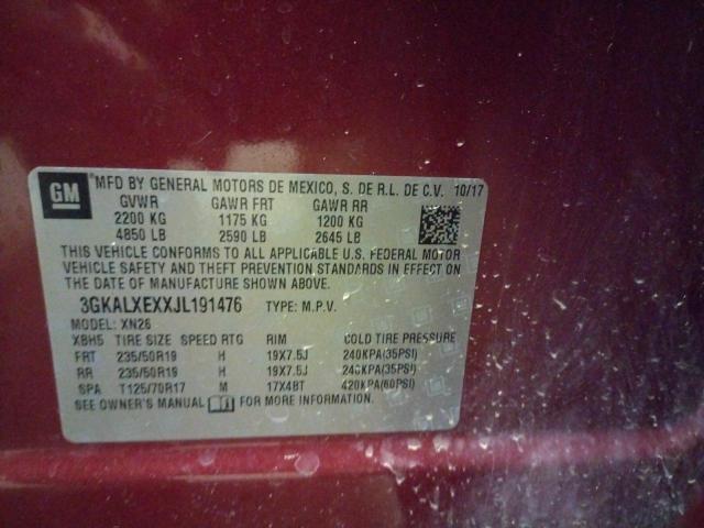 3GKALXEXXJL191476 - 2018 GMC TERRAIN DENALI RED photo 10