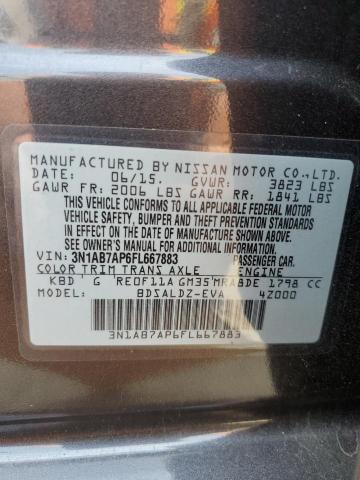 3N1AB7AP6FL667883 - 2015 NISSAN SENTRA S GRAY photo 13