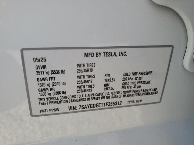 7SAYGDEE1TF355312 - 2026 TESLA MODEL Y 白色 照片 12