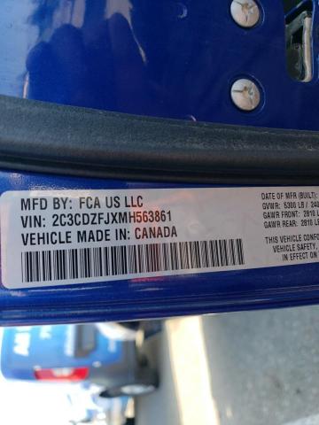 2C3CDZFJXMH563861 - 2021 DODGE CHALLENGER R/T SCAT PACK BLUE photo 13