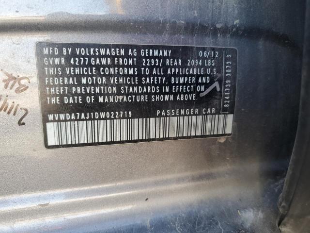 WVWDA7AJ1DW022719 - 2013 VOLKSWAGEN GOLF GRAY photo 13
