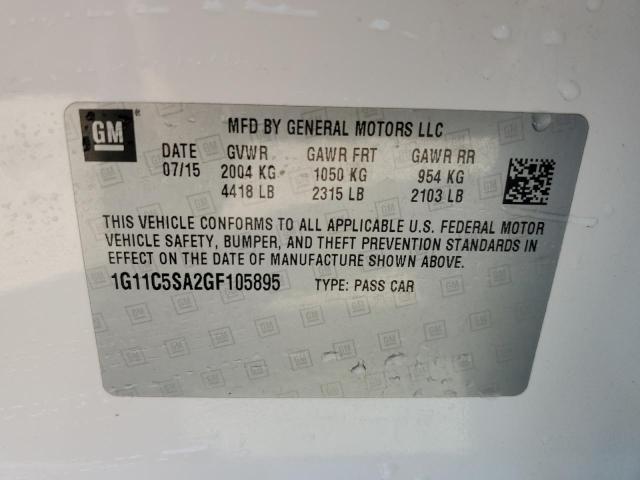 1G11C5SA2GF105895 - 2016 CHEVROLET MALIBU LIM LT 白色 照片 12