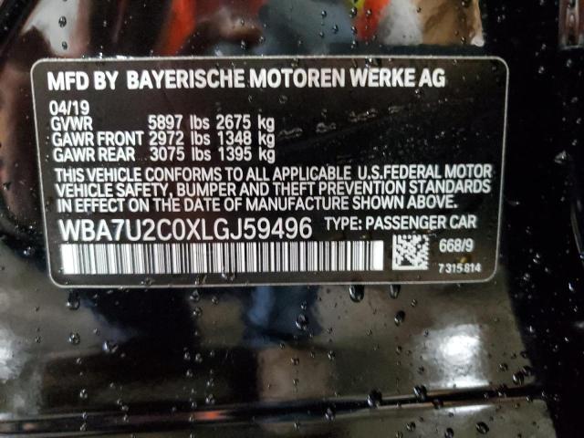 WBA7U2C0XLGJ59496 - 2020 BMW 750 XI BLACK photo 12