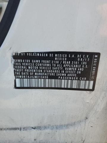 3VWDB7AJ4JM213430 - 2018 VOLKSWAGEN JETTA SE Biały zdjęcie 12