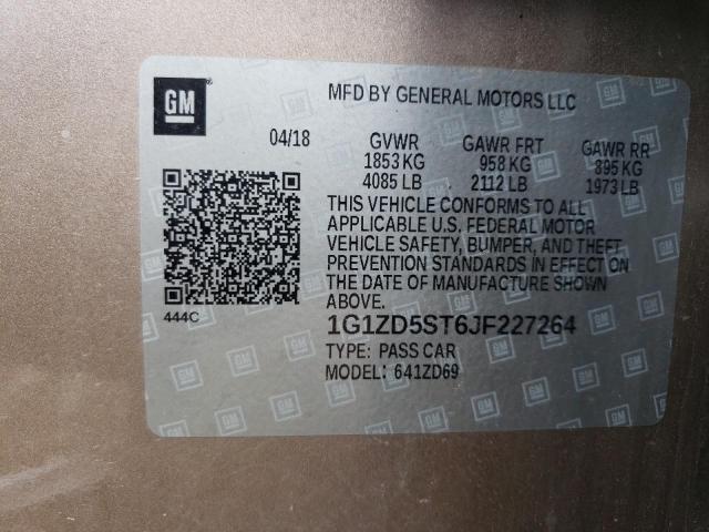 1G1ZD5ST6JF227264 - 2018 CHEVROLET MALIBU LT TAN photo 12