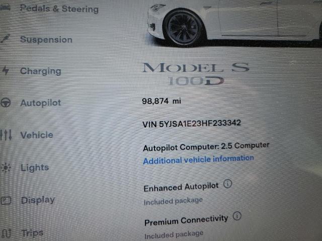 5YJSA1E23HF233342 - 2017 TESLA MODEL S Ağ foto 9