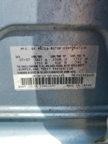 JM1BK32F981804468 - 2008 MAZDA 3 I BLUE photo 12