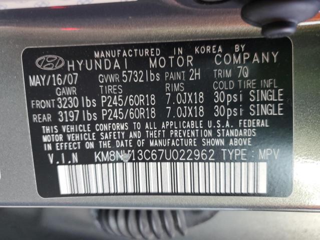 KM8NU13C67U022962 - 2007 HYUNDAI VERACRUZ GLS GREEN photo 13