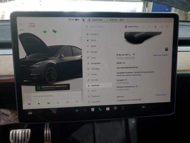 7SAYGDEF1NF545722 - 2022 TESLA MODEL Y BLACK photo 9