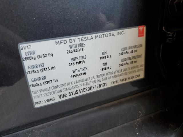 5YJSA1E20HF176131 - 2017 TESLA MODEL S Grau Foto 13