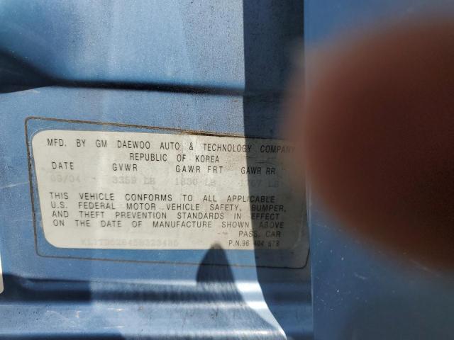 KL1TD52645B323485 - 2005 CHEVROLET AVEO BASE BLUE photo 12