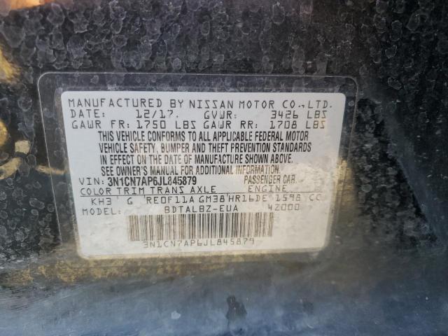 3N1CN7AP6JL845879 - 2018 NISSAN VERSA S Қара фото 12