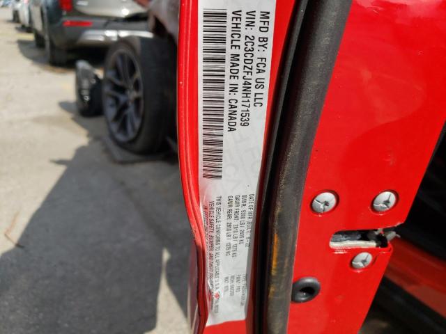 2C3CDZFJ4NH171539 - 2022 DODGE CHALLENGER R/T SCAT PACK RED photo 12