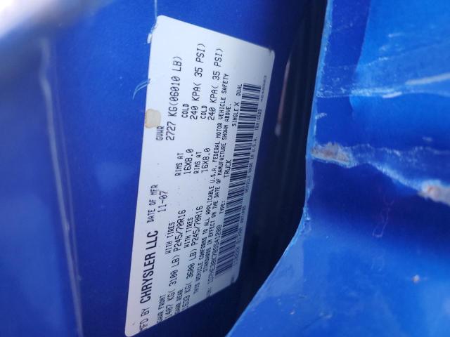 1D7HE38K78S541208 - 2008 DODGE DAKOTA SXT BLUE photo 10