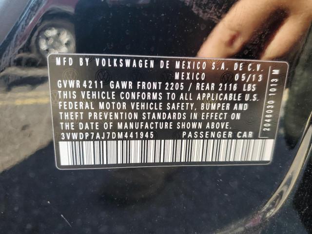 3VWDP7AJ7DM441945 - 2013 VOLKSWAGEN JETTA SE შავი ფოტო 12