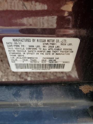 JN1AJ0HR1BM854191 - 2011 INFINITI EX35 BASE MAROON photo 13