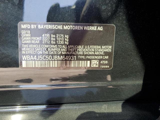 WBA4J5C50JBM64931 - 2018 BMW 440I GRAN COUPE BLACK photo 12