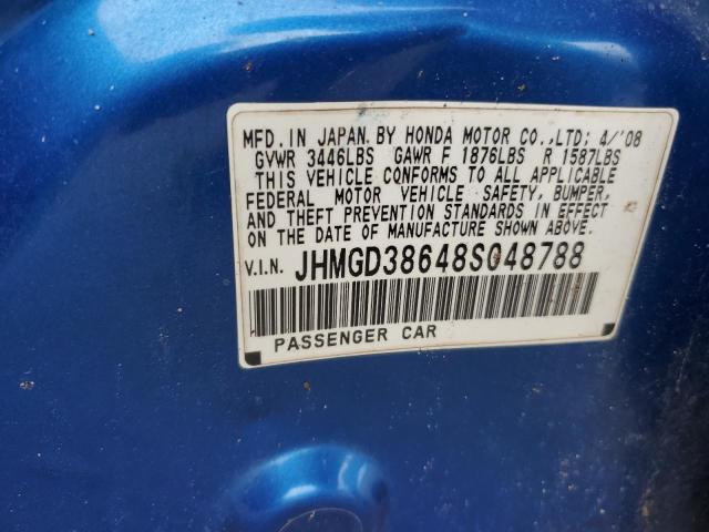 JHMGD38648S048788 - 2008 HONDA FIT SPORT BLUE photo 25