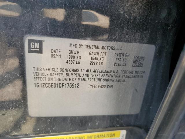 1G1ZC5E01CF176912 - 2012 CHEVROLET MALIBU 1LT შავი ფოტო 12