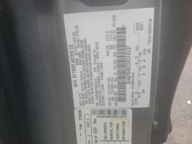 3FA6P0HR7DR310537 - 2013 FORD FUSION SE GRAY photo 12