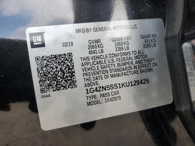 1G4ZN5SS1KU129425 - 2019 BUICK LACROSSE PREFERRED BLACK photo 12