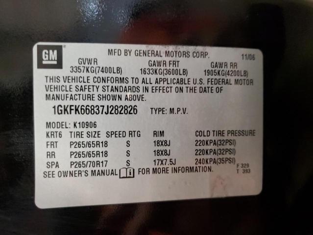 1GKFK66837J282826 - 2007 GMC YUKON XL DENALI BLACK photo 14