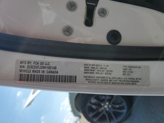 2C3CDZFJ2NH182149 - 2022 DODGE CHALLENGER R/T SCAT PACK WHITE photo 13