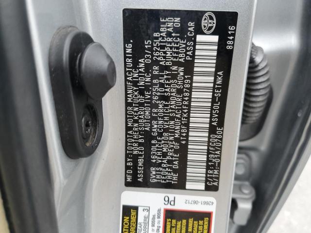 4T4BF1FK4FR487891 - 2015 TOYOTA CAMRY LE SILVER photo 12