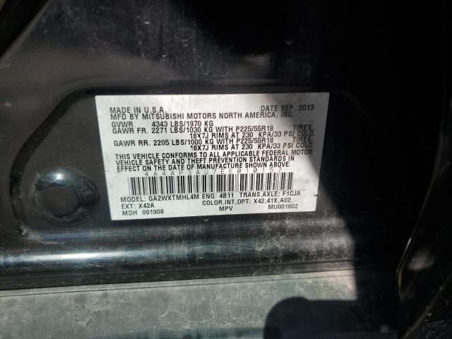 4A4AP3AU7EE010157 - 2014 MITSUBISHI OUTLANDER ES შავი ფოტო 13