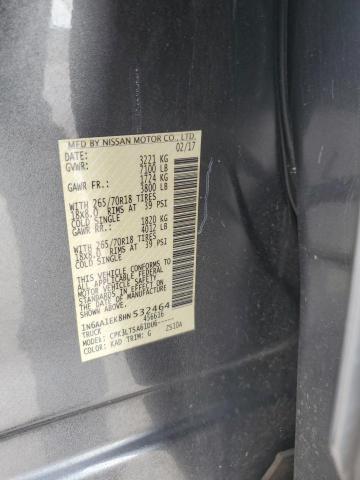 1N6AA1EK8HN532464 - 2017 NISSAN TITAN S GRAY photo 12